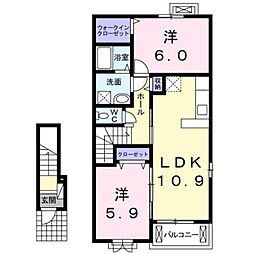 メゾン プラシード 2階2LDKの間取り
