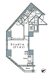 パークハビオ麻布台 ワンルームの間取図画像