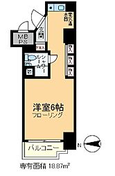 メインステージ王子駅前 4階ワンルームの間取り
