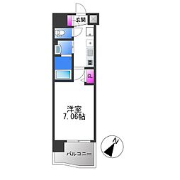 Luxe大阪城南 1Kの間取図画像