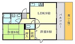 サンテラス香椎 3階2LDKの間取り