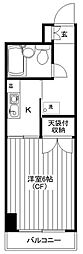 グリーンフォレスト蔵前 1Kの間取図画像