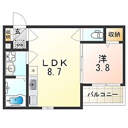 阪急千里線 柴島駅 徒歩3分の賃貸アパート 1階1LDKの間取り