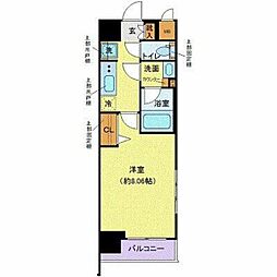 京王井の頭線 高井戸駅 徒歩6分の賃貸マンション 6階1Kの間取り