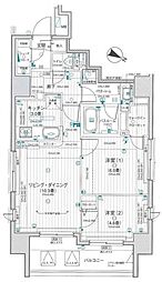 日神パレステージ小田急相模原フロント 5階2LDKの間取り