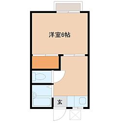 めじろハイツ 2階1DKの間取り