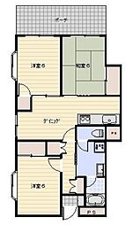 柏葉ハイツ 1階3LDKの間取り