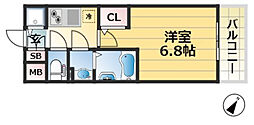 エスリードレジデンス神戸三宮 1Kの間取図画像