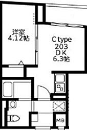 ＵＲｅｓｉｄｅｎｃｅ武蔵小山 2階1DKの間取り