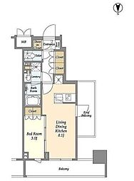 リーブルグラント神楽坂 11階1LDKの間取り