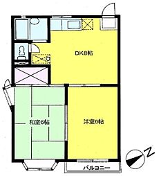 花園グリーンハイツ 1階2DKの間取り