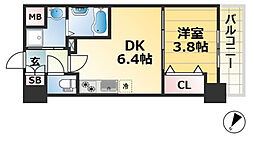 プレサンス神戸水木通ルミエス 1DKの間取図画像