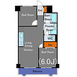 ライオンズマンション中目黒 2LDKの間取図画像