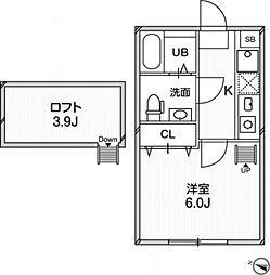 ルクール平和台 1Kの間取図画像