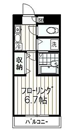 西河マンション1 3階1Kの間取り