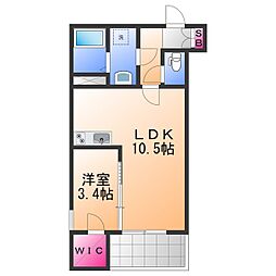 岸和田市大町3丁目アパート 1LDKの間取図画像