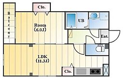 couleur稲毛東 3階1LDKの間取り