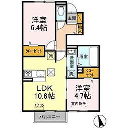 カスターニャ1 2LDKの間取図画像