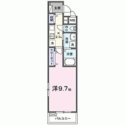 プレッソパーク 1Kの間取図画像