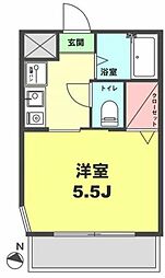 月村マンションNo.17 1Kの間取図画像
