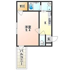 マスダハイツ 1Kの間取図画像