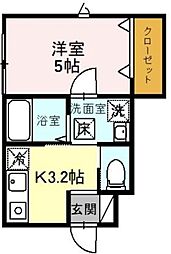 コーポSAKASHITA 1階1Kの間取り