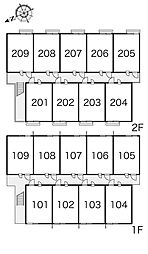 レオパレスハピネス 2階1Kの間取り