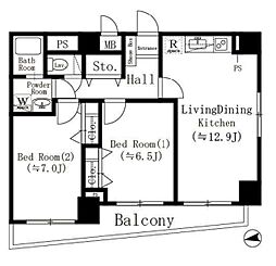 フローレンス森山 2LDKの間取図画像
