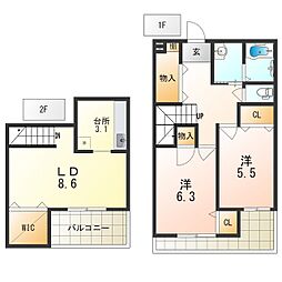 フジパレス辻子 2LDKの間取図画像