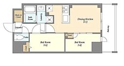 Augusta Residence 新小岩 10階2DKの間取り