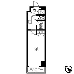 ヴィータローザ東雪谷 3階1Kの間取り