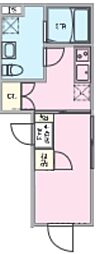 プレジール三軒茶屋 2階1Kの間取り