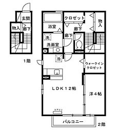 花水木 ＦＧ 2階1LDKの間取り