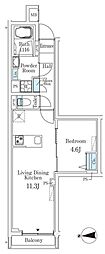 クレアティフ文京千駄木 1LDKの間取図画像