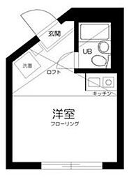 西武池袋線 江古田駅 徒歩8分の賃貸アパート 2階ワンルームの間取り