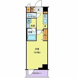東京メトロ有楽町線 辰巳駅 徒歩9分の賃貸マンション 5階1Kの間取り