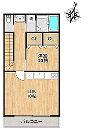 柏市西原一丁目アパート 1LDKの間取図画像