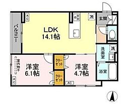 セレスティア柴又V五月雨 2LDKの間取図画像
