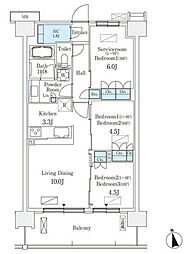 スカイグランデ津田沼 3階2SLDKの間取り