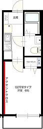 船橋市藤原1丁目アパート 1Kの間取図画像