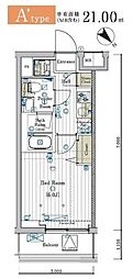 MAXIV CROS川口元郷 1Kの間取図画像