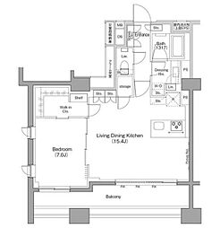 ザ・パークハビオ木場 1LDKの間取図画像