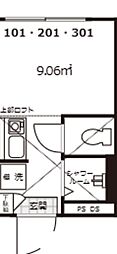 カーサマグノリア ワンルームの間取図画像