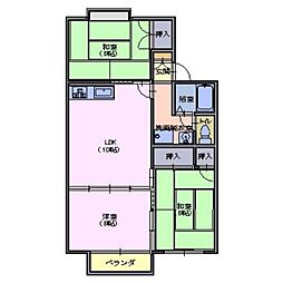 セジュール　ＹＯＳＨＩＮＯ　B棟 2階3LDKの間取り