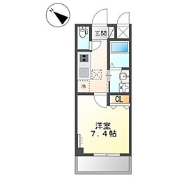 ルボヌールドゥ三国ヶ丘 1Kの間取図画像