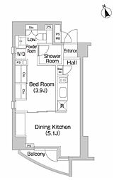 プライムアーバン麻布十番2 1DKの間取図画像