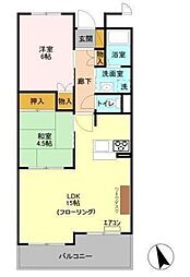 リヴィエール1 2LDKの間取図画像