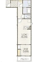 ラ・コンシェリー東千葉 3階1LDKの間取り