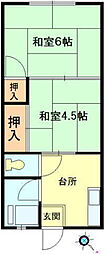 陽光荘 2Kの間取図画像