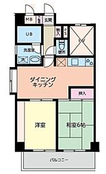 ＲＥＳＴＡひばりヶ丘 3階2DKの間取り